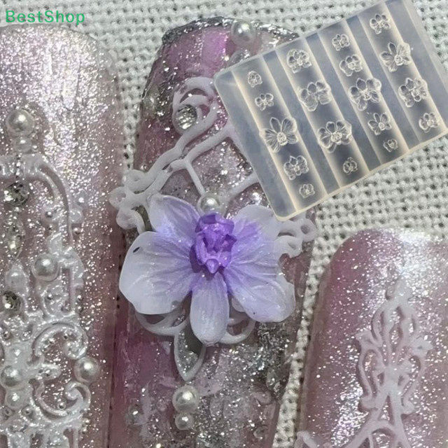 HNKMP Nail Art Form Relief Phalaenopsis Design, Transparent, Glänzend - Bild 1