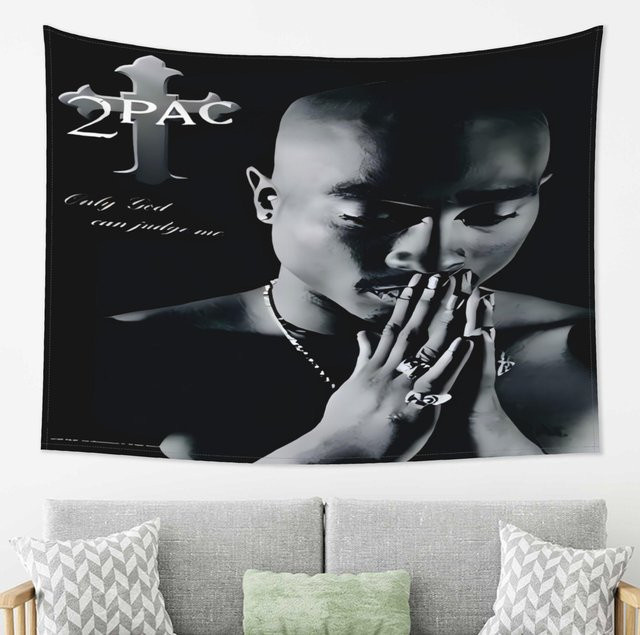 Wandteppich 2Pac Tupac Shakur von JMG Household Supplies, Farbe: Schwarz, Material: Polyester, Breite: 40 cm, Höhe: 60 cm - Bild 1