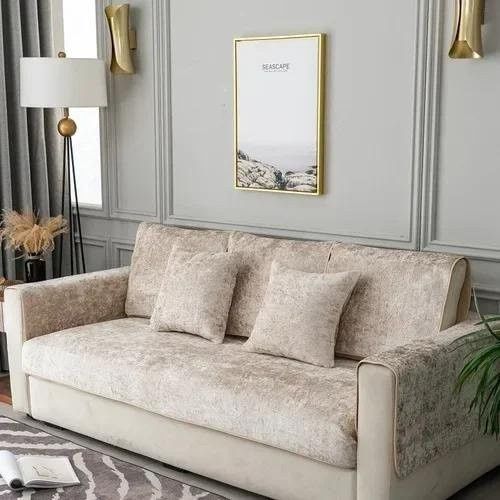 Super Six Luxus-Sofakissen aus Wildlederplüsch in Beige, rutschfeste Tagesbettmatte, B: 70 cm, T: 90 cm - Bild 1