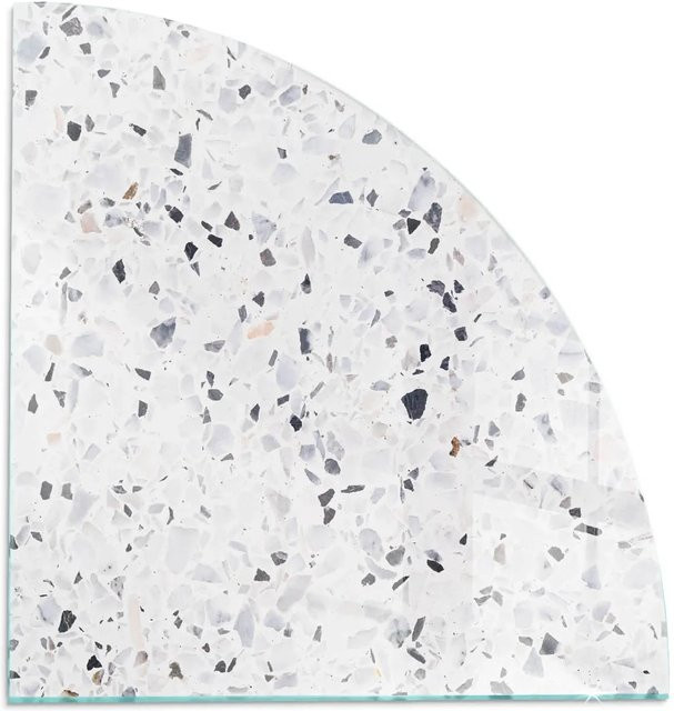 Tulup Kamin Glasplatte in Weiß mit Steinmuster und Partikeln, B/T: 100 x 100 cm - Bild 1