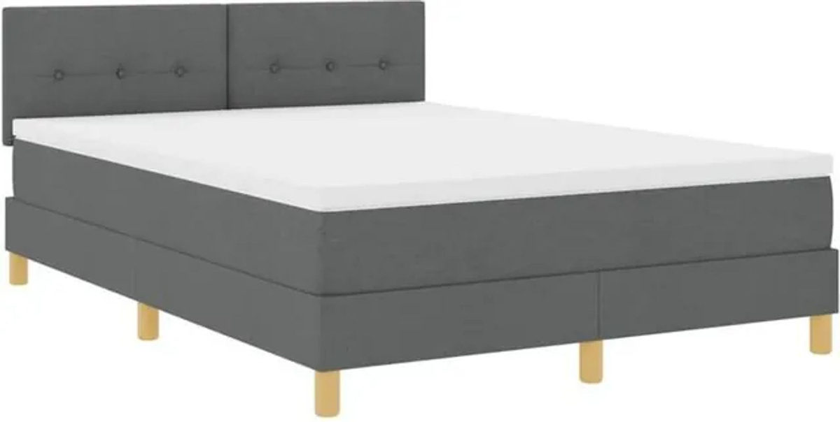 vidaXL Boxspringbett mit Matratze in Anthrazit Grau aus Stoff, B/T: 140 x 200 cm - Bild 1