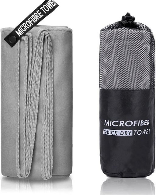 LChome Fitnesshandtuch aus Mikrofaser mit Silver ION Technologie, schnelltrocknend und saugfähig, Grau, B x H: 80 x 130 cm - Bild 1