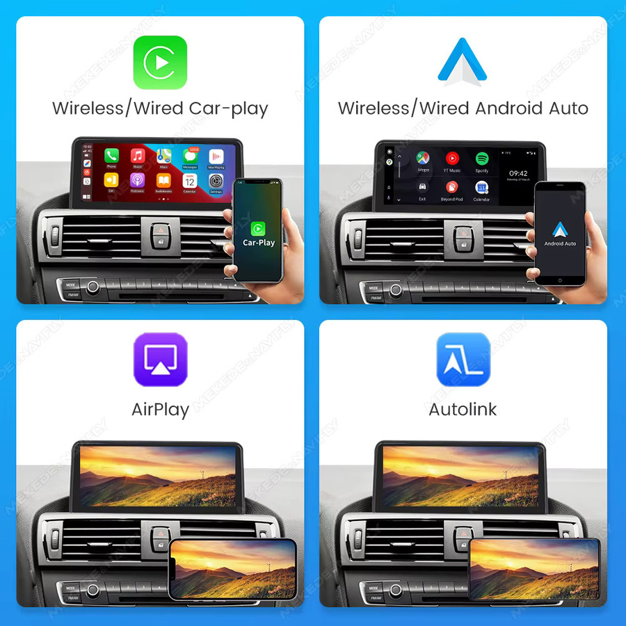 MEKEDE Wireless Carplay Car Radio für BMW 1 2 3 4 Serie NBT System, 10.25 Zoll Android Auto Multimedia Player mit Bluetooth und QLED HD Display, Schwarz - Bild 6