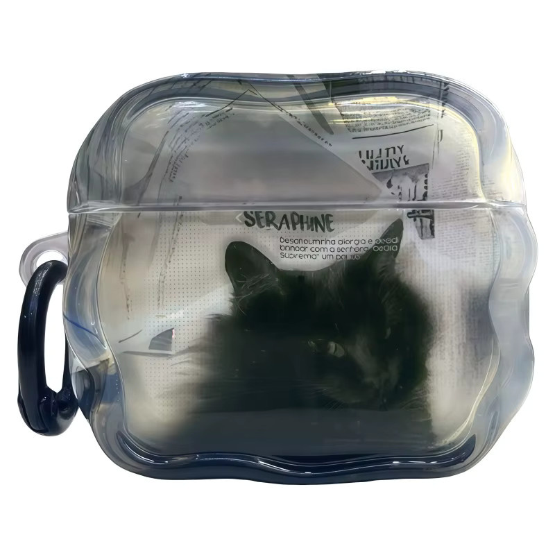 Schutzhülle mit Katzenmuster und Ring für Apple AirPods Pro, Pro 2 und Pro 3, transparent - Bild 6