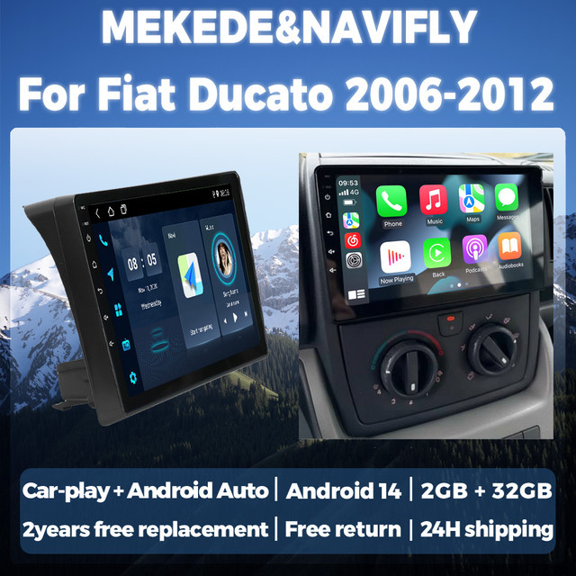 STRONGNAVI Android 14 Autoradio mit kabellosem CarPlay und GPS für Fiat Ducato, Peugeot Boxer 2 und Citroen Jumper 2 (2006-2015), Schwarz - Bild 1