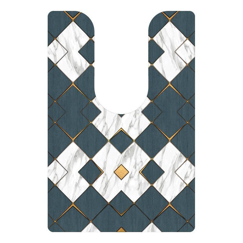 U-förmige Badezimmer-Fußmatte aus PVC und Polyester, wasserdicht und rutschfest, B/T: 45 x 50 cm - Bild 2