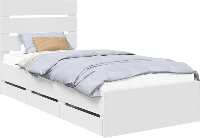 vidaXL Bettrahmen mit Schubladen in Weiß aus Holz, B/T/H: 100 x 200 x 101 x 203 cm - Bild 1