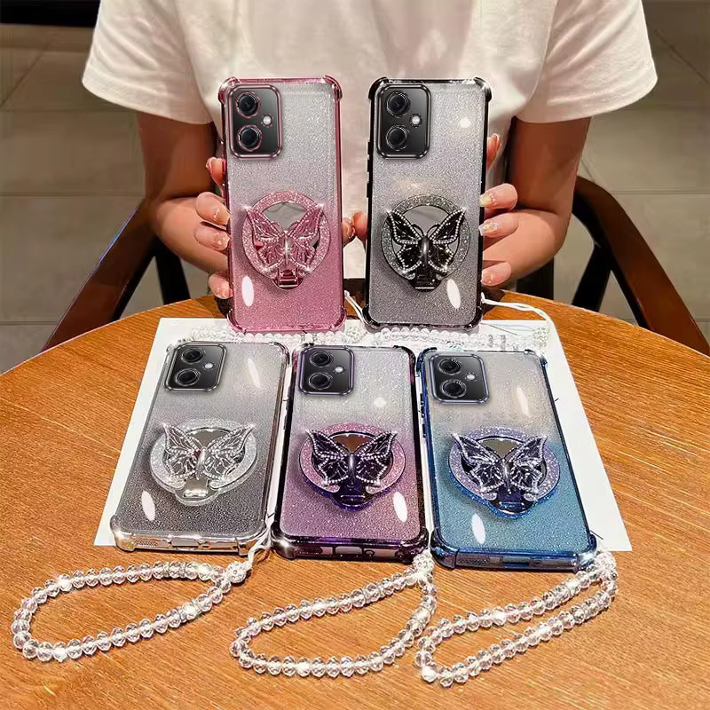 Schmetterling Handyhülle mit Lanyard für Xiaomi Redmi 10C 13C 14C 15C in Pink - Bild 4
