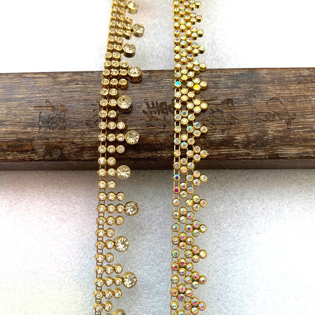 Goldene Paillettenbänder mit Diamant-Effekt als Stoffzubehör für DIY-Handwerk und Vorhang-Dekoration, 1 Meter pro Packung - Bild 1