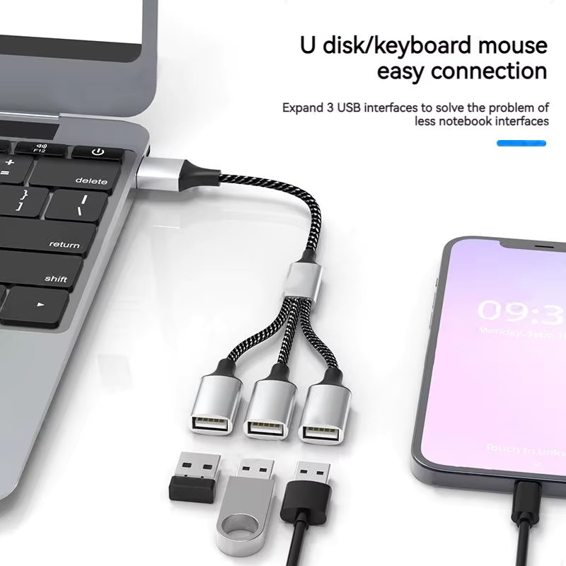 SEamopar 4-in-1 USB-Splitterkabel USB-Hub 2.0 Adapter mit 1 Stecker auf 4 Buchsen für PC und Drucker - Bild 3