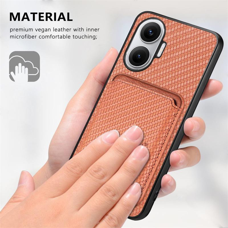 Xiaomi POCO F7 5G Magnetische Carbonfaser Hülle mit Geldbörse und Kartenhalter für kabelloses Laden - Bild 1