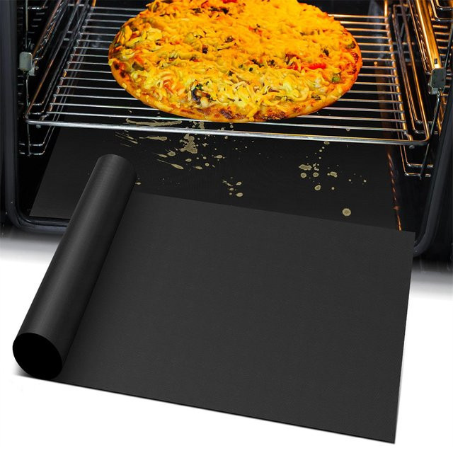 FEB.WIND Antihaftbeschichtete Teflon-Schutzmatte für Gasöfen, Hitzebeständige Grillmatte, Schwarz, 40 cm - Bild 1