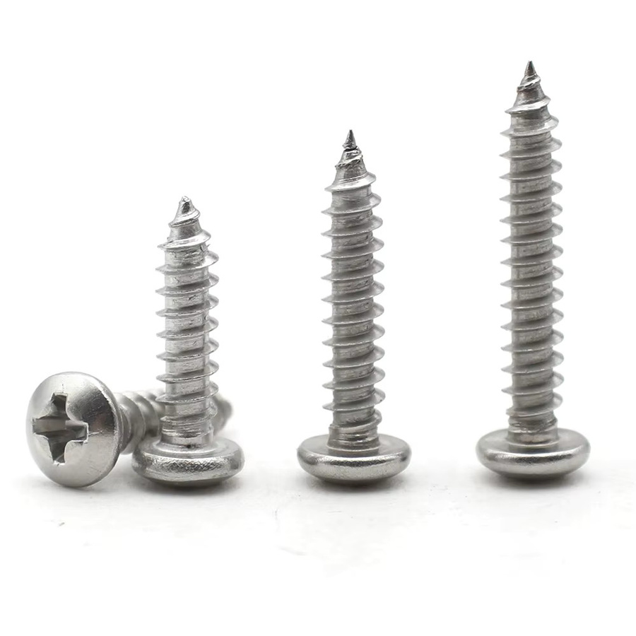 GUOFEI Selbstschneidende Holzschrauben aus 304 Edelstahl mit Phillips-Kreuzschlitz und Rundkopf in Silber - Bild 2
