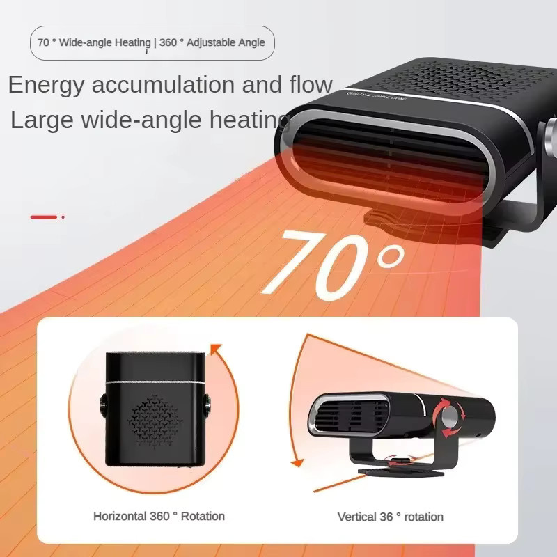 XMSJ 4-in-1 Auto-Heizlüfter 150W für 12V/24V in Schwarz mit Heizung, Kühlung und Entfroster - Bild 6