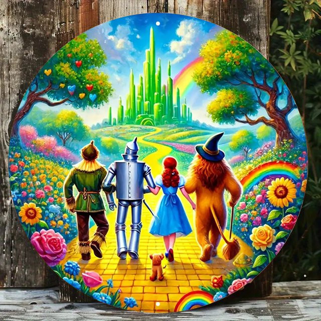 Potdemiel Vintage Wandkunst Wizard of Oz Metall-Deko Gelbe Backsteinstraße B/H: 20 x 20 cm - Bild 1