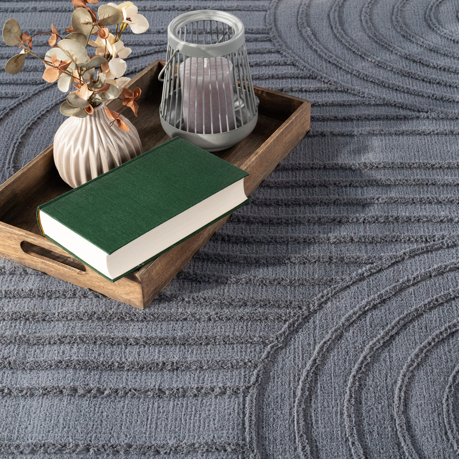 Fellteppich Lelystar in Anthrazit, Beige und Grau mit High-Low-Effekt, B/T: 80 x 150 cm - Bild 2