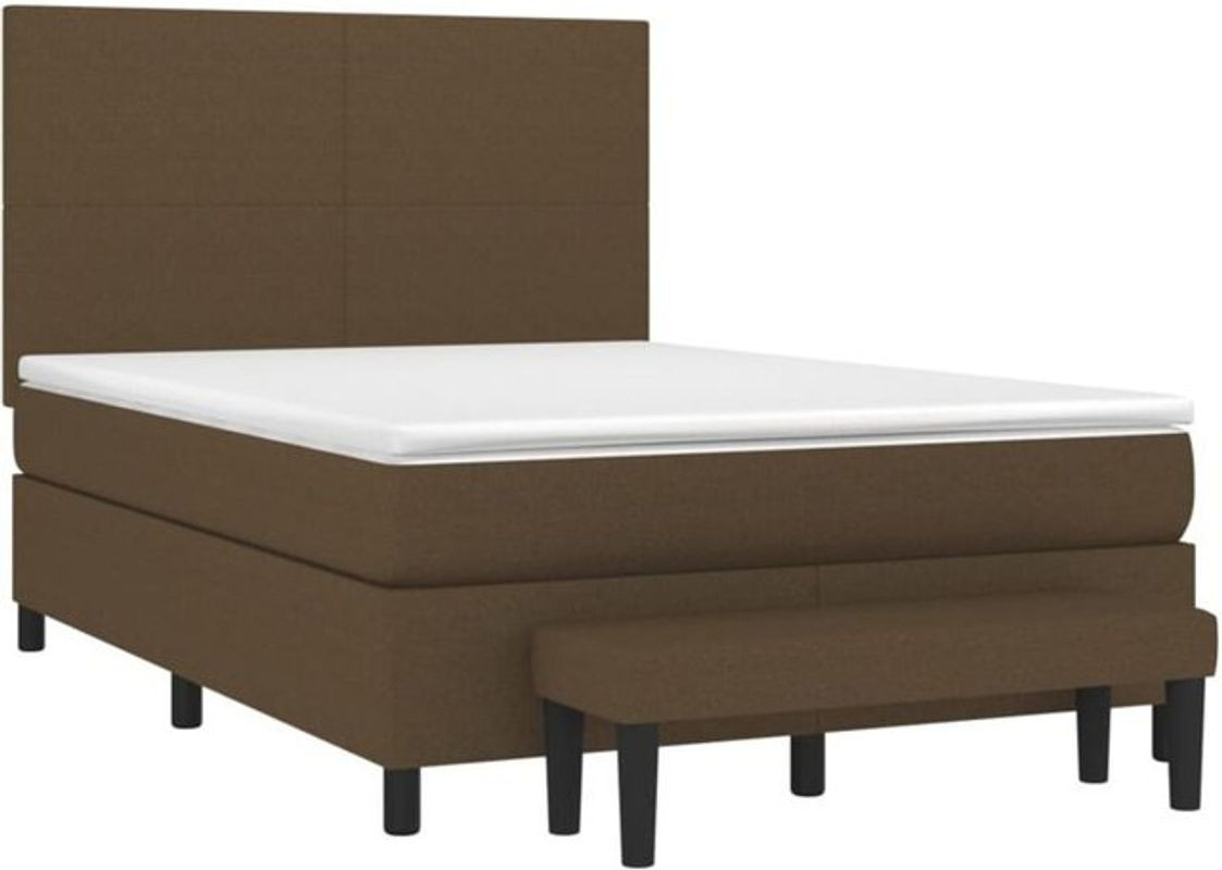 vidaxl Boxspringbett mit Matratze in Braun aus Stoff, B/T/H: 140 x 190 cm - Bild 1