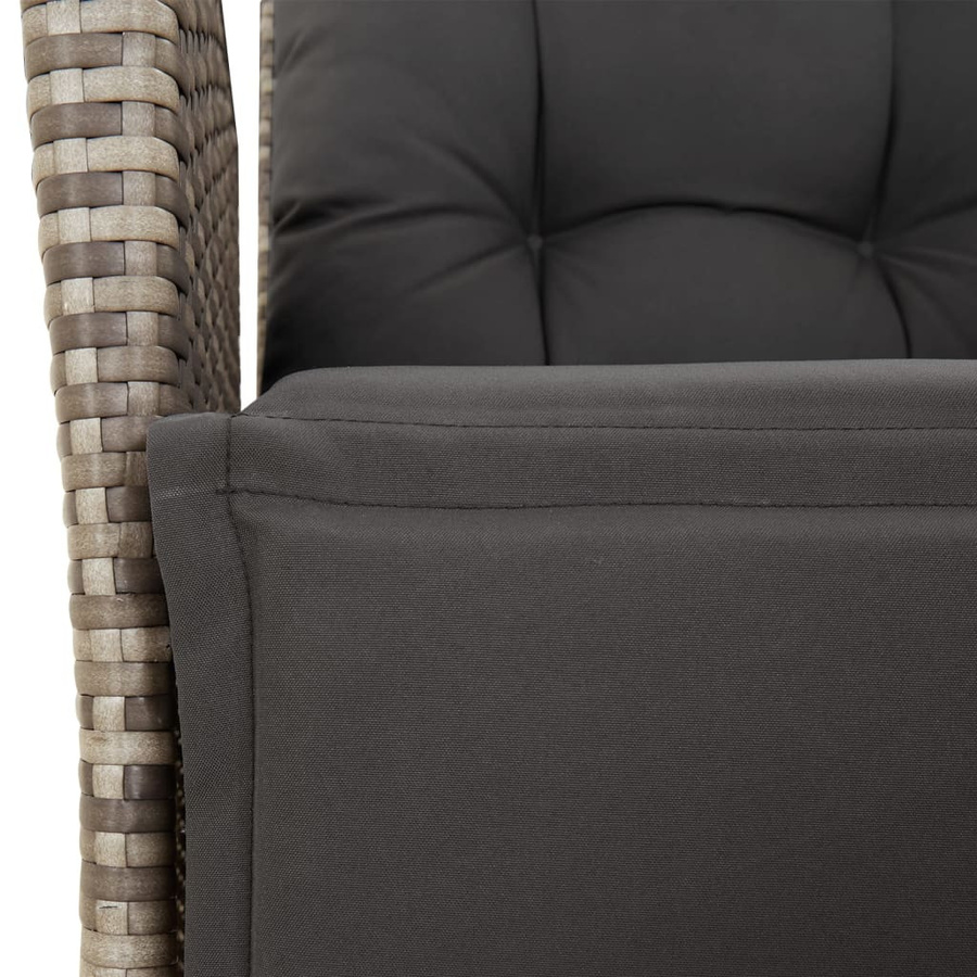 vidaXL 5-tlg. Garten-Essgruppe aus PE-Rattan mit Kissen und Glastisch in Grau - Bild 5