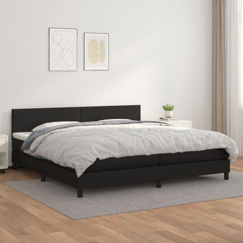 Vidaxl Boxspringbett mit Matratze in Schwarz aus Kunstleder im modernen Polsterdesign B/T: 200 x 200 cm - Bild 1