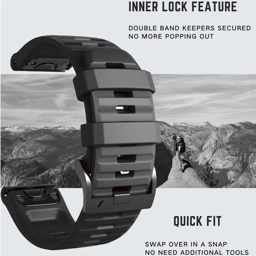 Garmin Uhrenarmband Silikon, 22/26mm, Schwarz, Unisex - Bild 4