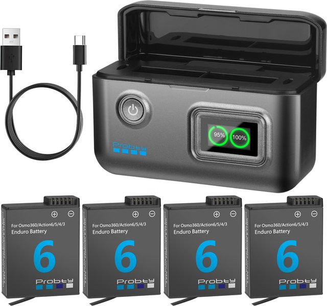 DJI Ersatzakku 2200 mAh mit 2-Kanal-Ladebox für Osmo Action 6/5/4/3 und Osmo 360 Zubehör - Bild 1