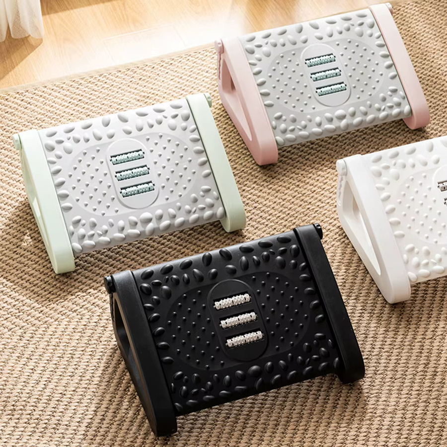 Ergonomischer Fußstützenhocker von alloet mit Rollen und Massage-Polster, verstellbar, Kunststoff, Pink/Schwarz - Bild 2