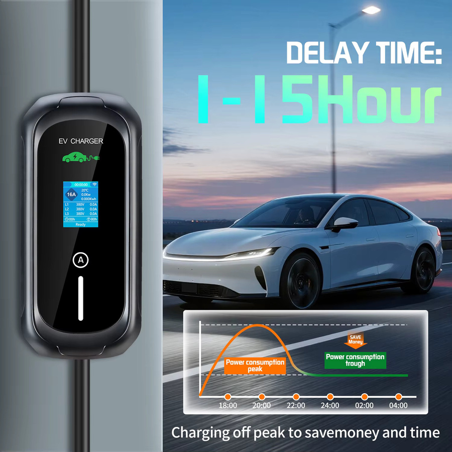 ISIGMA 11KW Typ 2 Tragbares EV-Ladegerät 16A 3P Heimladestation Wallbox mit Tuya App und WLAN in Schwarz - Bild 3