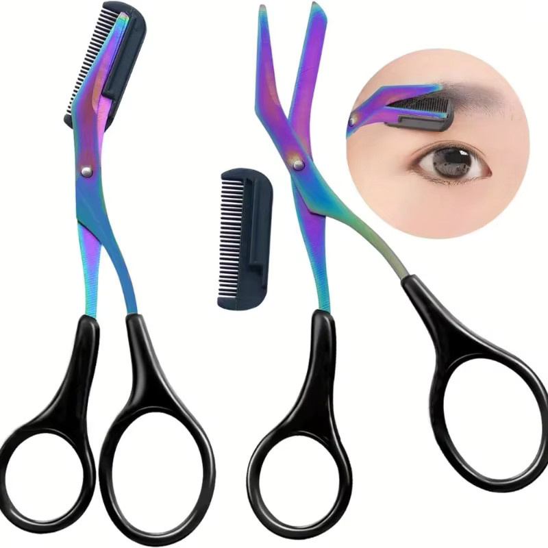 Edelstahl Augenbrauenschere mit Kamm, Makaron-farben, Unisex - Bild 4
