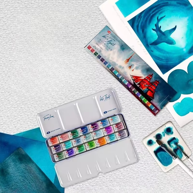 White Nights Master Grade Aquarellfarben Set mit 21 Farben in einer tragbaren Farbbox für Profis, Mehrfarbig - Bild 2