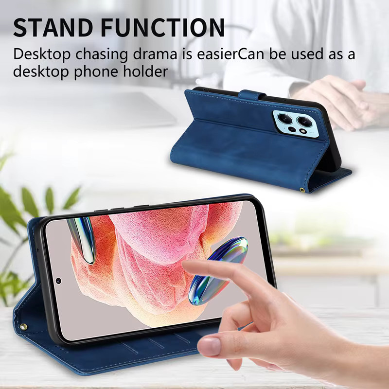 Lederhülle im Brieftaschen-Design mit Kartenfach und Magnetverschluss für Xiaomi in Blau - Bild 3