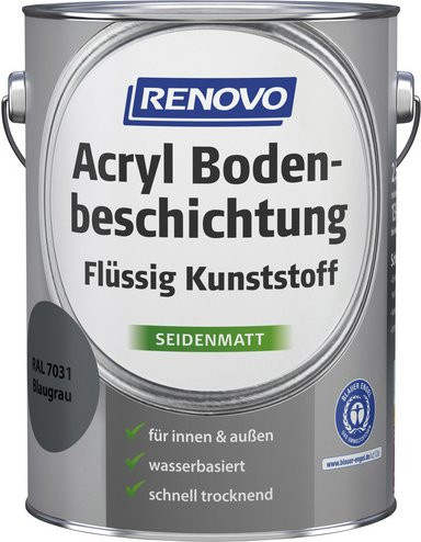 RENOVO Bodenbeschichtung blau, wasserbasiert, wetterfest und lösungsmittelfrei, satin-matt und deckend - Bild 1