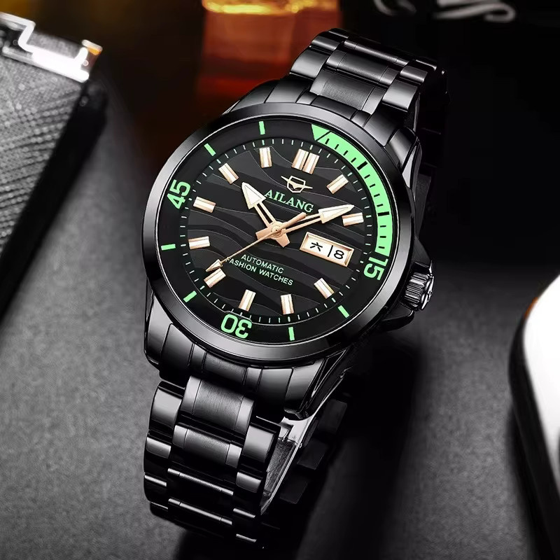 AILANG Armbanduhr Automatik, Edelstahl, Schwarz, Herren - Bild 1