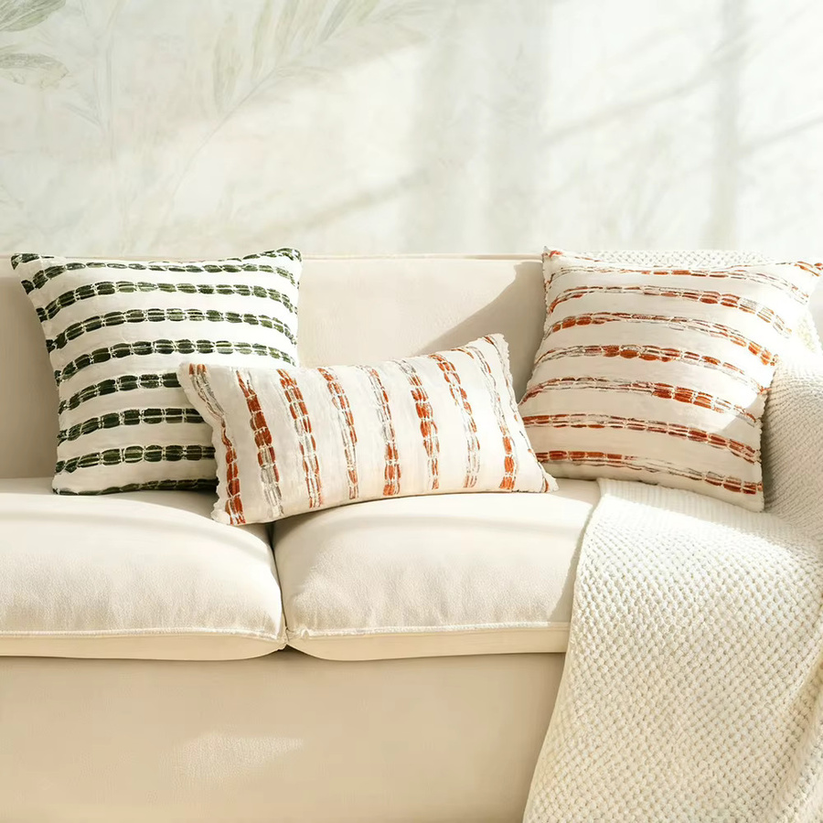 BUYNOW Kissenbezug mit Streifen im Landhausstil, Grün-Orange, B/T/H: 30 x 30 x 30 cm - Bild 1