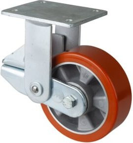 BS Gefederte Schwerlastrolle T110.B90.150 mit Schraubbefestigung aus Aluminium in Orange - Bild 1