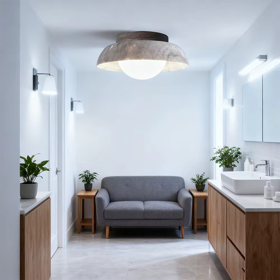 Moderne LED Deckenleuchte aus Naturstein Travertin in Gelb und Beige für Schlafzimmer, Flur und Balkon - Bild 3
