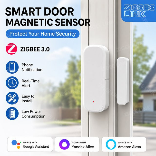 Intelligenter Zigbee 3.0 Tür- und Fenstersensor in Weiß für Smart Life und Sprachsteuerung zur Einbrucherkennung - Bild 1