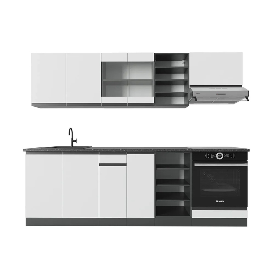 Vicco R-Line Küchenzeile modern in Weiß und Anthrazit, B/H/T: 240 x 81,6 x 60 cm - Bild 2