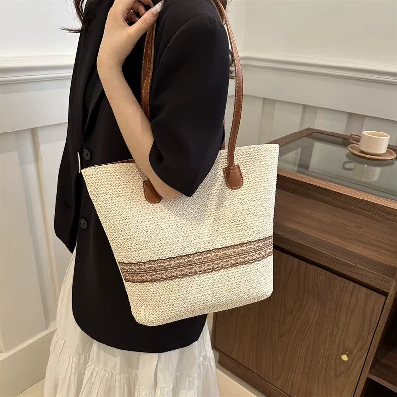 Yogodlns Schultertasche Damen, Stroh, Korbtasche - Bild 2