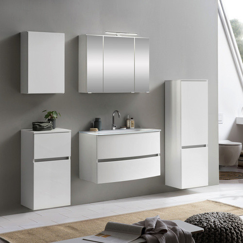 HELD MÖBEL Waschtisch-Set KOPENHAGEN in Weiss, 7-teilig, modern mit LED-Beleuchtung - Bild 2