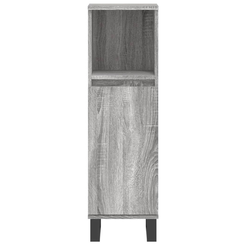vidaXL Badschrank in Grau Sonoma im industriellen Stil mit offenen Regalfächern und Türen, B/T/H: 30 x 30 x 100 cm - Bild 2