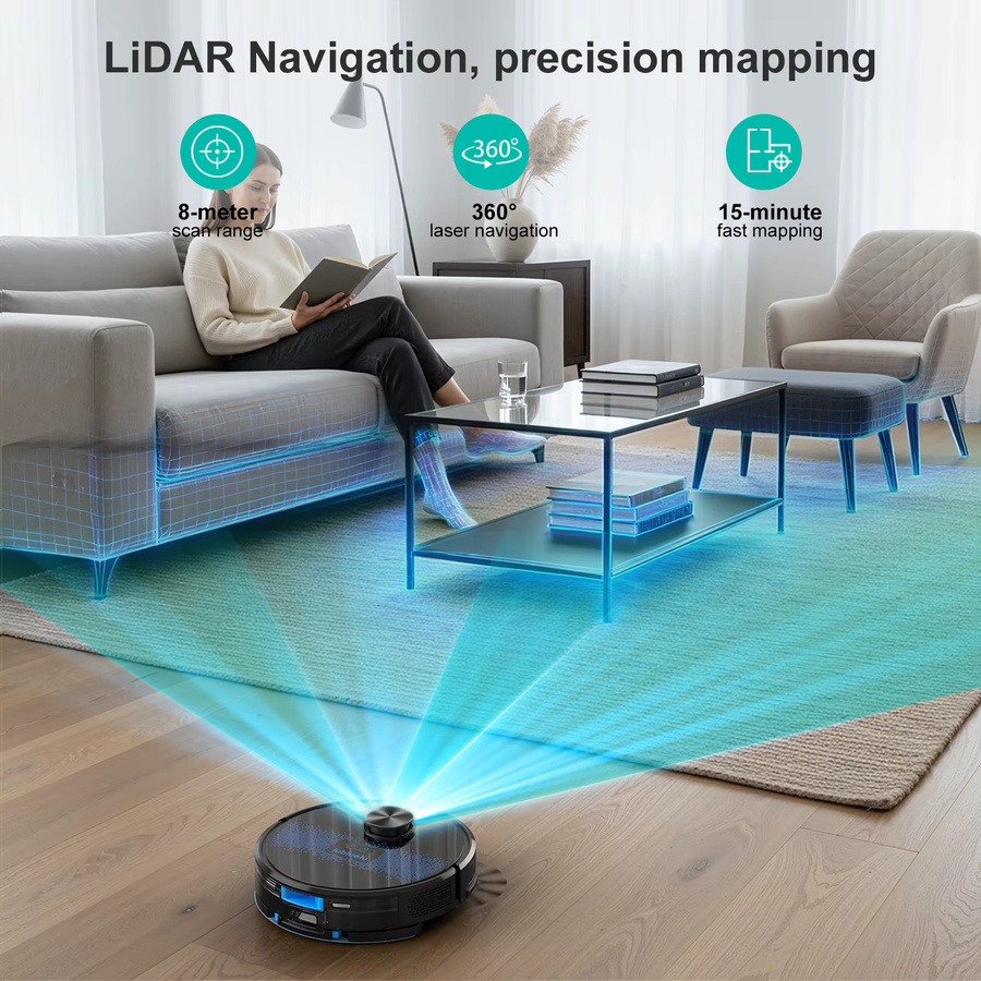 Lubluelu SL60D Roboter-Staubsauger und Wischmopp-Kombi mit 4000Pa Saugkraft, App-Steuerung und 150 Minuten Laufzeit - Bild 4