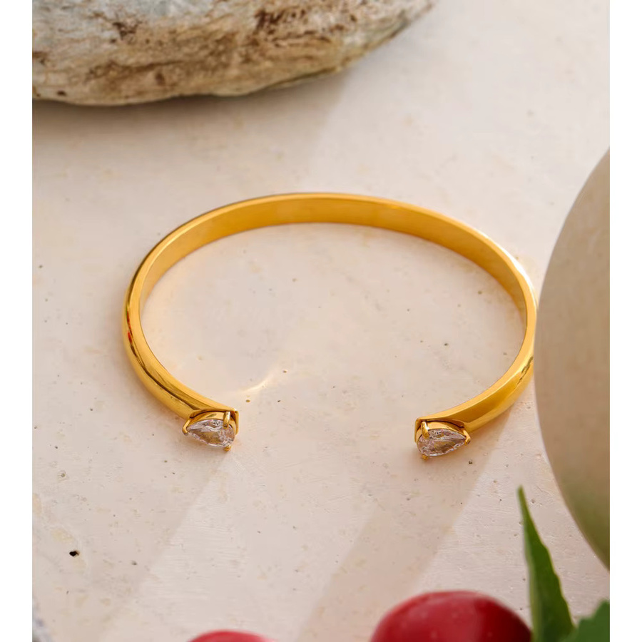 Yhpup Armband Manschette, Edelstahl, Zirkonia, Gold - Bild 4