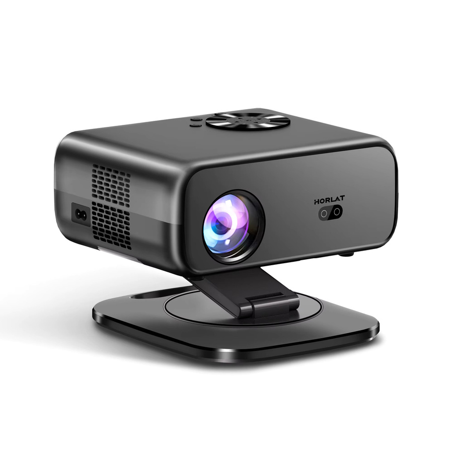 HORLAT Tragbarer Mini-Projektor M04 mit Android 12, 800 ANSI Lumen, Full HD 1080P, 4K-Dekodierung, WiFi6 und 3D Heimkino in Schwarz - Bild 1