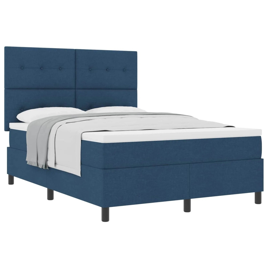 vidaXL Boxspringbett mit Matratze und Kopfteil in Blau, B/T/H: 160 x 200 x 280 cm - Bild 2