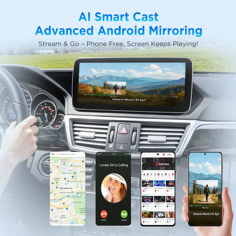 Junsun Multimedia-Player für Mercedes Benz E-Klasse W212 (2009-2016) mit 12,3 Zoll Touchscreen, Linux-System, kabelloses Apple CarPlay, Android Auto, GPS, Bluetooth und Wi-Fi in Schwarz - Bild 2