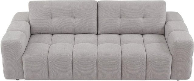 Vente-unique Sofa Sopelana ohne Schlafmöglichkeit in Hellgrau mit Strukturstoff und Armlehnen, Breite: 220 cm - Bild 1