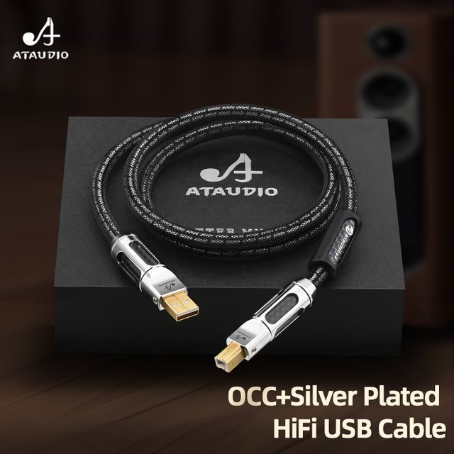 ATAUDIO HiFi USB DAC Audiokabel mit 6N OCC Versilberung Typ A auf Typ B und Typ C Varianten in Silber - Bild 1
