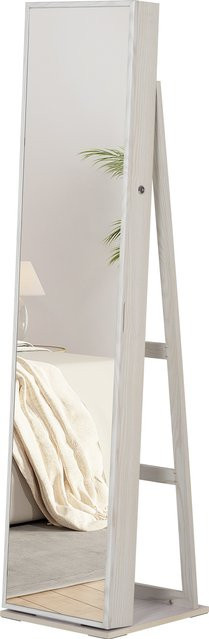 HOMCOM Schmuckschrank mit Spiegel und LED-Beleuchtung in Weiß, B: 38 cm, T: 38 cm, H: 157 cm - Bild 1