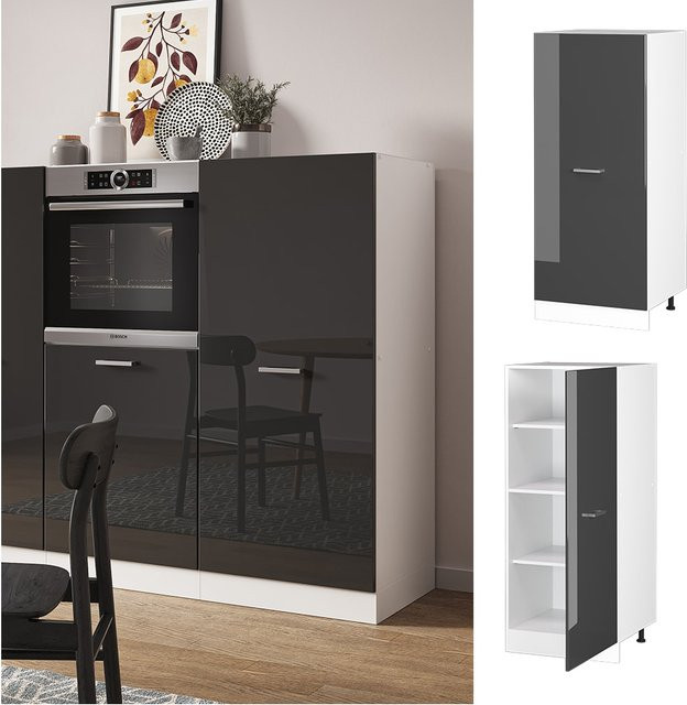 Vicco R-Line Backofenumbauschrank Küchenschrank in Weiß und Anthrazit Hochglanz Breite: 60 cm - Bild 1