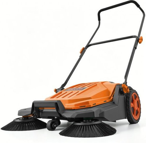 VEVOR Handkehrmaschine manuell in Orange mit 650 mm Kehrbreite und 18,9 l Auffangbehälter - Bild 1